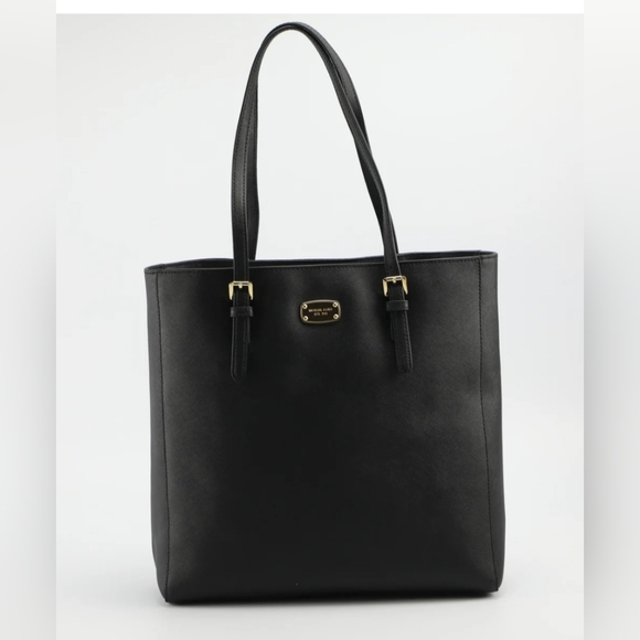 Michael Kors Jet Set Travel Tote Shopper Bag Black Saffiano Leather Medium - Picture 1 of 5